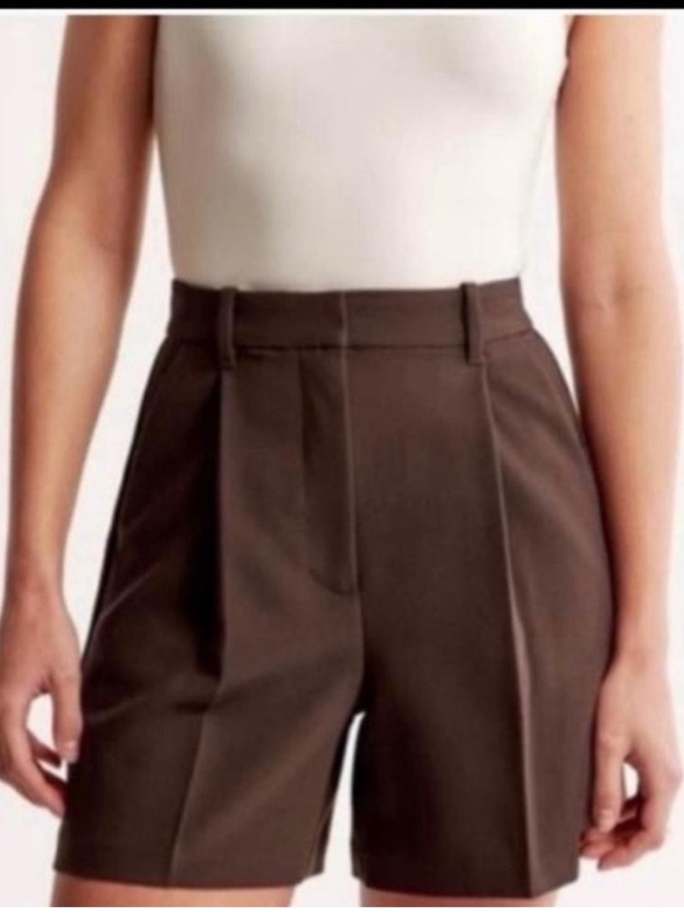 Abercrombie & Fitch High Rise Pleated Tailored Short Brown XS
